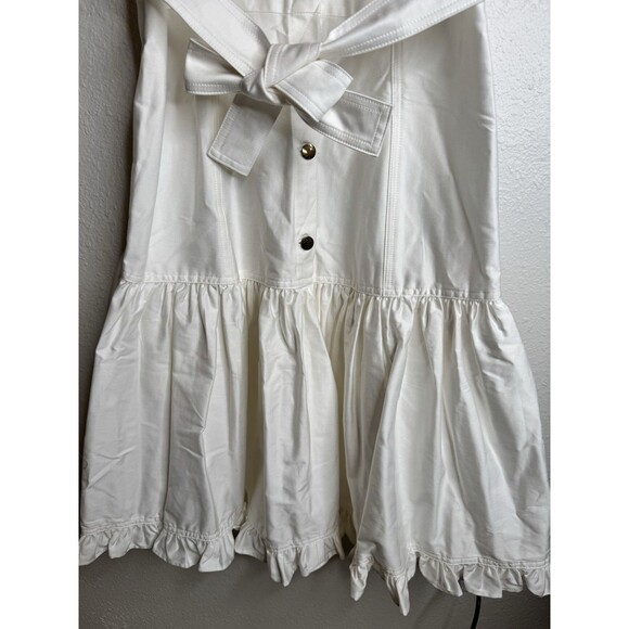 Calvin Klein Women’s White Sleeveless Shirt Dress Sz 8 Belted Button Front Hem - Picture 5 of 14